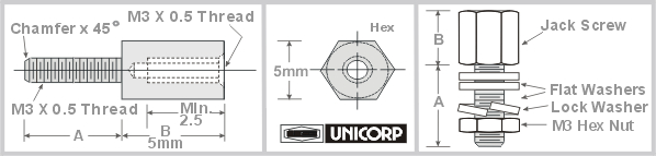 Metric Jack Screws 5mm Hex- 26 finishes by UNICORP